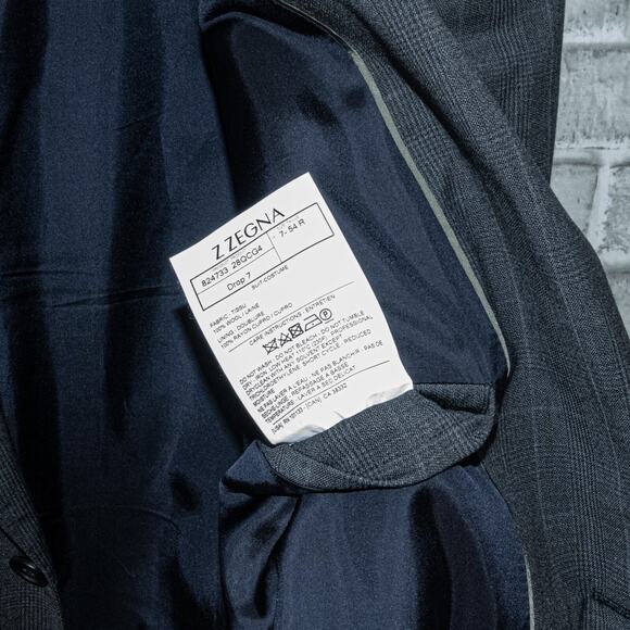 Z Zegna Men's Drop 7 100% Wool Suit in Gray Glen plaid size 54R - Picture 10 of 14